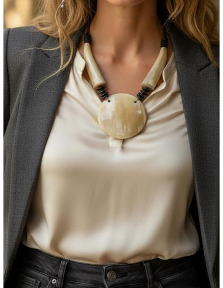 COLLARES MUJER MARRONES TOFFEE Y NEGROS DE CUERNO | MODA ETNICA