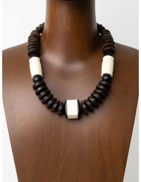 COLLARES AFRICANOS CORTOS DE COCO Y HUESO UNISEX | MODA ETNICA