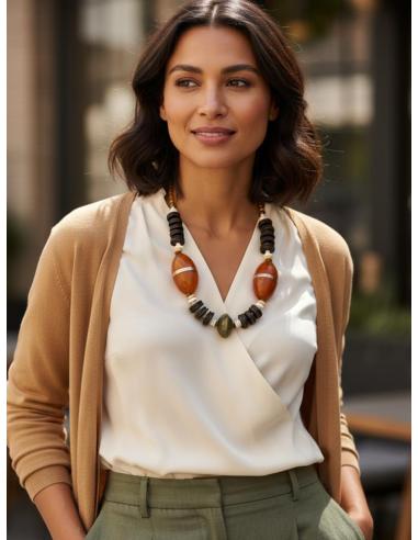 COLLARES ARTESANALES MARRONES Y NARANJAS DE COCO | JOYA ASTA CUERNO