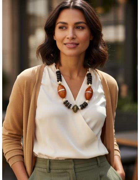 COLLARES ARTESANALES MARRONES Y NARANJAS DE COCO | JOYA ASTA CUERNO