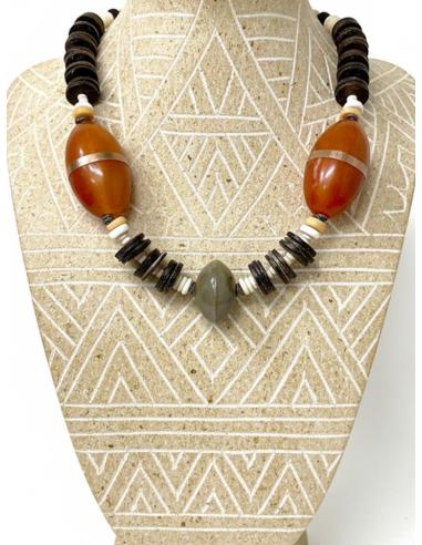 COLLARES ARTESANALES MARRONES Y NARANJAS DE COCO | JOYA ASTA CUERNO