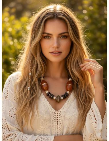 COLLARES ARTESANALES MARRONES Y NARANJAS DE COCO | JOYA ASTA CUERNO