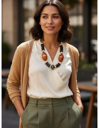 COLLARES ARTESANALES MARRONES Y NARANJAS DE COCO | JOYA ASTA CUERNO