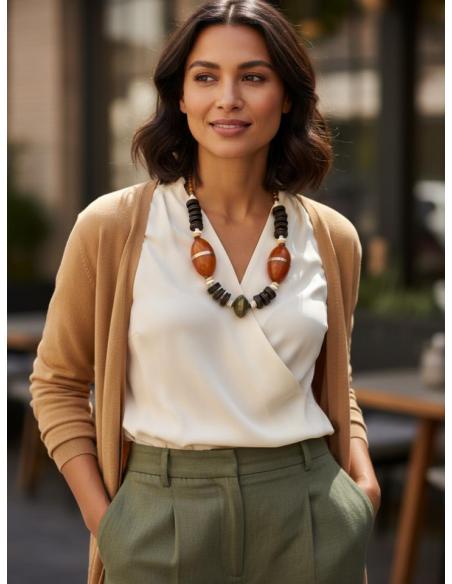 COLLARES ARTESANALES MARRONES Y NARANJAS DE COCO | JOYA ASTA CUERNO