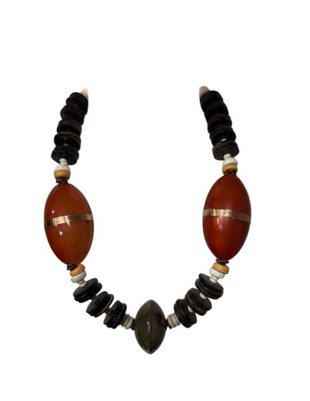 COLLARES ARTESANALES MARRONES Y NARANJAS DE COCO | JOYA ASTA CUERNO