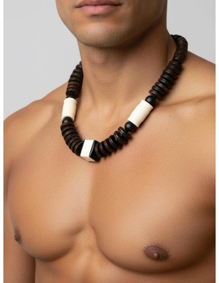 COLLARES HOMBRE AFRICANOS CORTOS DE COCO Y HUESO UNISEX | MODA TRIBAL