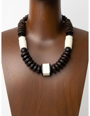 COLLARES HOMBRE AFRICANOS CORTOS DE COCO Y HUESO UNISEX | MODA TRIBAL