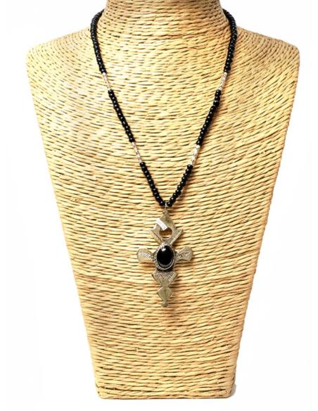 COLLARES NEGROS UNISEX CON CRUZ TUAREG TRIBAL | ESTILO BOHO ETNICO