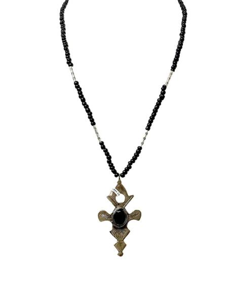COLLARES NEGROS UNISEX CON CRUZ TUAREG TRIBAL | ESTILO BOHO ETNICO