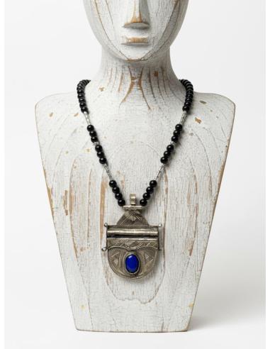 COLLARES TUAREG COLGANTE ETNICO PIEDRA AZUL MARINO | UNISEX