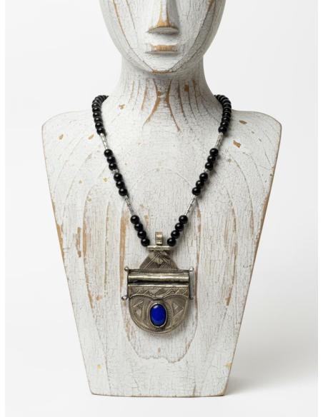 COLLARES TUAREG COLGANTE ETNICO PIEDRA AZUL MARINO | UNISEX