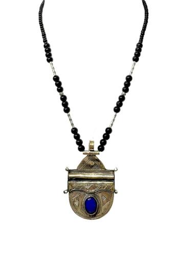 COLLARES TUAREG COLGANTE ETNICO PIEDRA AZUL MARINO | UNISEX