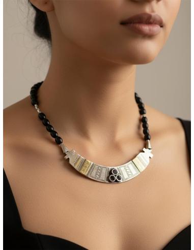 COLLARES NEGROS Y PLATEADOS CON MEDIA LUNA BEREBER | MUJER TRIBAL