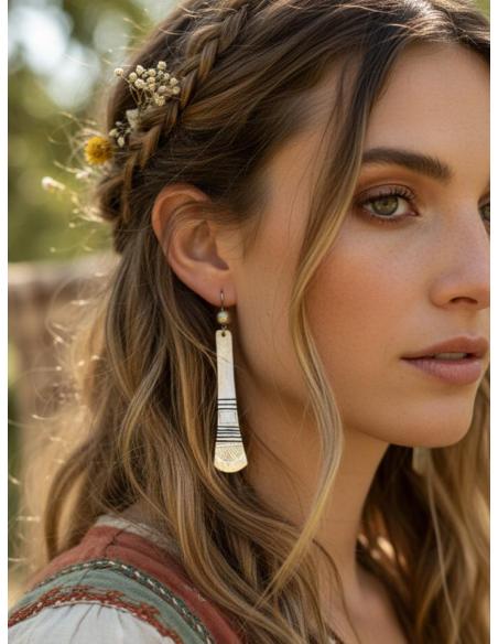 PENDIENTES PLATEADOS LARGOS PARA MUJER ALMA TUAREG | JOYA TRIBAL