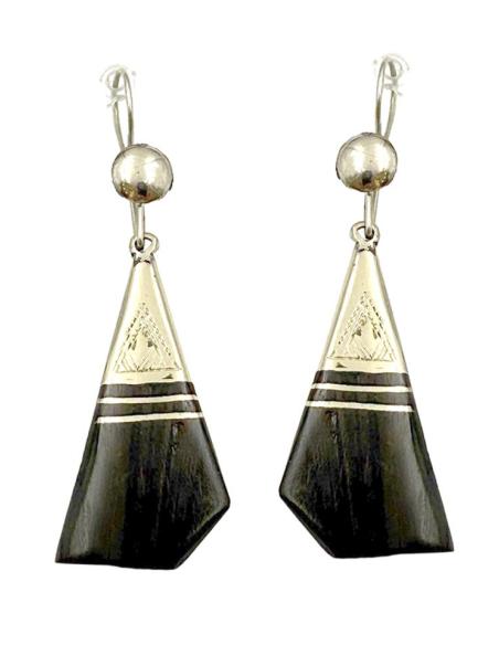 PENDIENTES LARGOS DE MUJER PLATEADOS CON MADERA | JOYAS EBANO