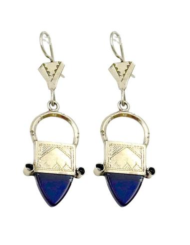 PENDIENTES PLATEADOS Y AZULONES ESTILO BEREBER | JOYAS MUJER TUAREG