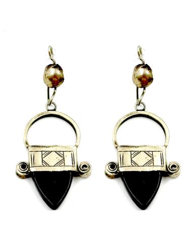 PENDIENTES PLATEADOS Y NEGROS ESTILO BEREBER | JOYAS MUJER TUAREG