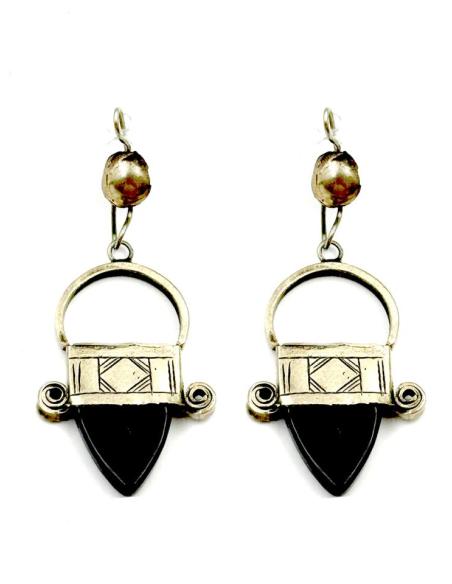 PENDIENTES PLATEADOS Y NEGROS ESTILO BEREBER | JOYAS MUJER TUAREG