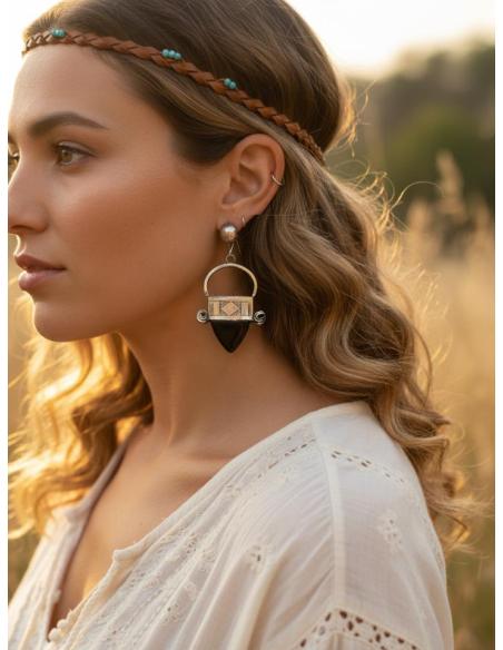 PENDIENTES PLATEADOS Y NEGROS ESTILO BEREBER | JOYAS MUJER TUAREG