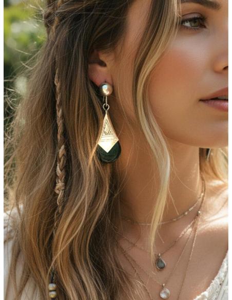 PENDIENTES PLATEADOS Y NEGROS JOYAS TUAREG BEREBER | ESTILO TRIBAL