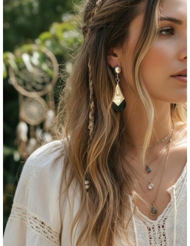 PENDIENTES PLATEADOS Y NEGROS JOYAS TUAREG BEREBER | ESTILO TRIBAL