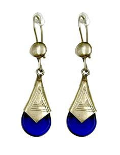 PENDIENTES PLATEADOS Y AZULONES JOYAS BEREBER | ESTILO TRIBAL