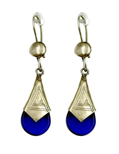 PENDIENTES PLATEADOS Y AZULONES JOYAS BEREBER | ESTILO TRIBAL