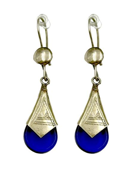 PENDIENTES PLATEADOS Y AZULONES JOYAS BEREBER | ESTILO TRIBAL