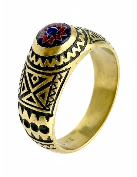 ANILLOS DORADOS TRIBALES CON PIEDRA GRANATE | ALIANZAS HOMBRE
