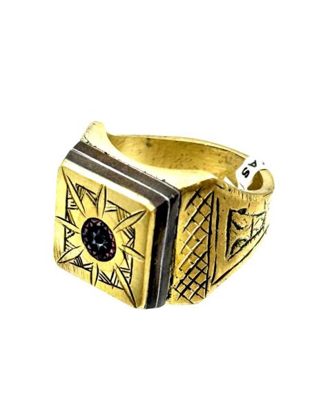 SELLOS DE HOMBRE DORADOS JOYAS TUAREG CON MADERA | ANILLOS UNICOS