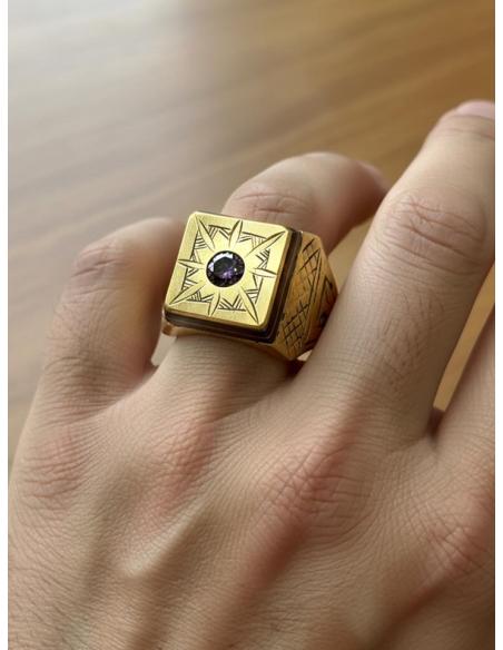 SELLOS DE HOMBRE DORADOS JOYAS TUAREG CON MADERA | ANILLOS UNICOS