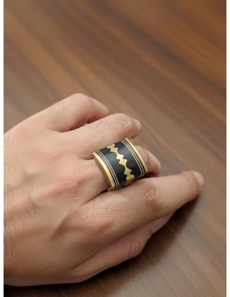 ANILLOS DE HOMBRE SELLO CUADRADO CON MADERA | JOYAS TUAREG