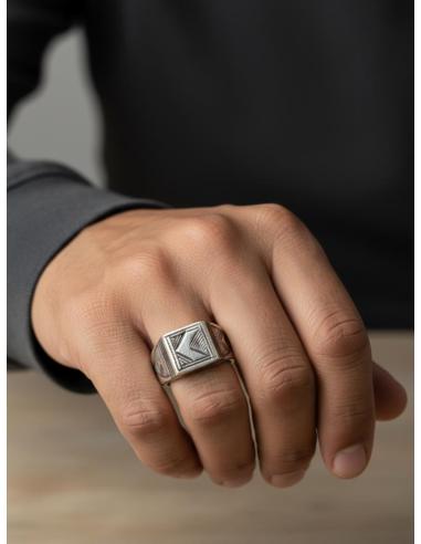 ANILLOS HOMBRE JOYAS TUAREG SELLO TRIBAL PLATEADO | JOYA ELEGANTE