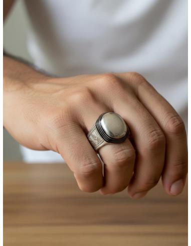 ANILLOS HOMBRE TRIBALES PLATEADOS CON MADERA | JOYAS TUAREG