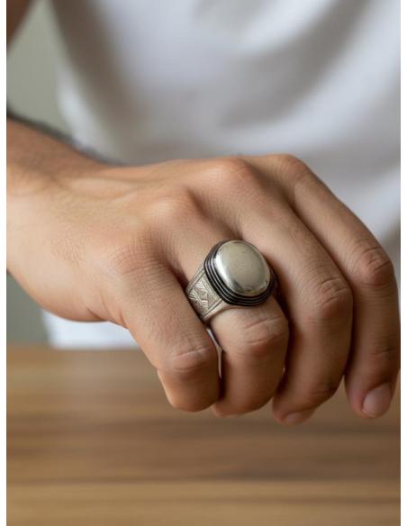 ANILLOS HOMBRE TRIBALES PLATEADOS CON MADERA | JOYAS TUAREG