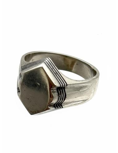 ANILLOS HOMBRE PLATEADOS SELLO GEOMETRICO ETNICO | JOYAS TUAREG