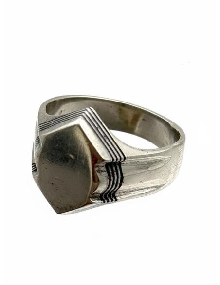ANILLOS HOMBRE PLATEADOS SELLO GEOMETRICO ETNICO | JOYAS TUAREG