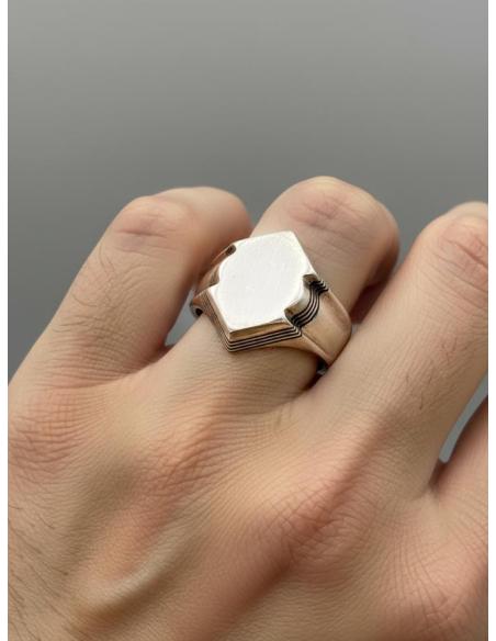 ANILLOS HOMBRE PLATEADOS SELLO GEOMETRICO ETNICO | JOYAS TUAREG