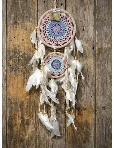 ATRAPASUEÑOS DECORATIVO ROSA AZUL Y VERDE | ARTESANIA BOHEMIA