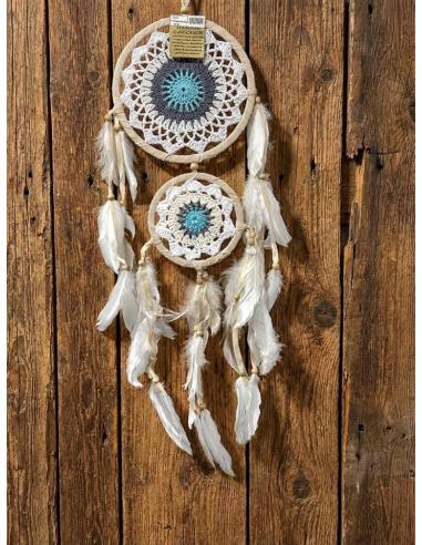 ATRAPASUEÑOS BLANCOS DECORADOS CON AZULES | ARTESANIA TRIBAL