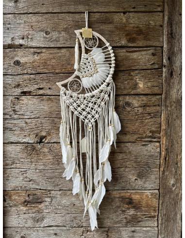 ATRAPASUEÑOS BLANCOS CON DISEÑO DE LUNA | DECORACION IBICENCA