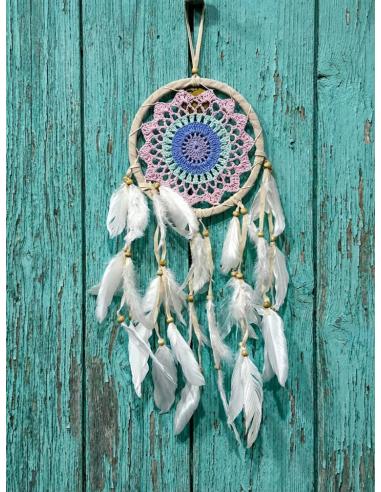 ATRAPASUEÑOS ROSAS CON ALEGRE COLORIDO | DECORACION IBICENCA