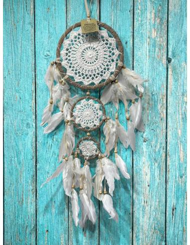 ATRAPASUEÑOS CROCHET BLANCO DE TRES NIVELES | ARTESANIA ETNICA