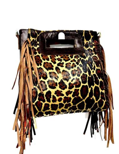 BOLSOS PIEL MARRONES ANIMAL PRINT CON FLECOS | BOHO CHIC TRIBAL