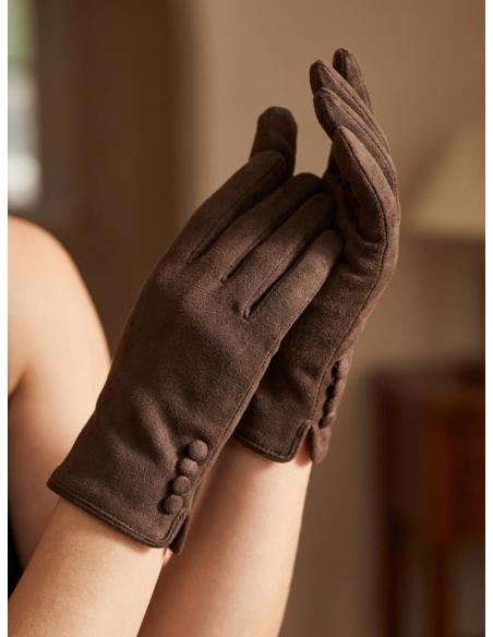 GUANTES CORTOS MARRONES OSCURO PARA LOS DIAS FRIOS | MODA MUJER