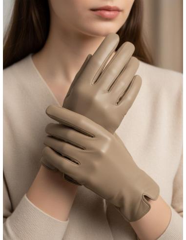 GUANTES MARRONES CLARO CORTOS COMPLEMENTOS MODA | MUJER OTOÑO INVIERNO