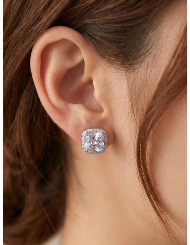 PENDIENTES DE CLIP PLATEADOS DISEÑO TALLA CUADRADA | PELLIZCO Y PINZA