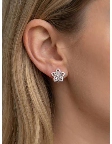 PENDIENTES CON CLIP ESTILOSAS FLORECITAS PLATEADAS | PELLIZCO Y PINZA