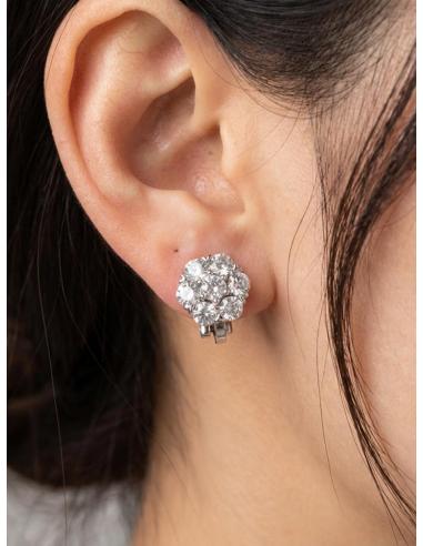PENDIENTES CLIP EXQUISITA FLORECITA BRILLO CRISTAL | DORADO O PLATEADO