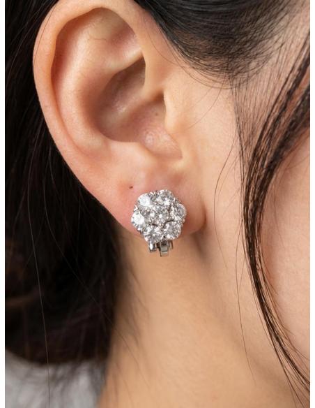 PENDIENTES CLIP EXQUISITA FLORECITA BRILLO CRISTAL | DORADO O PLATEADO